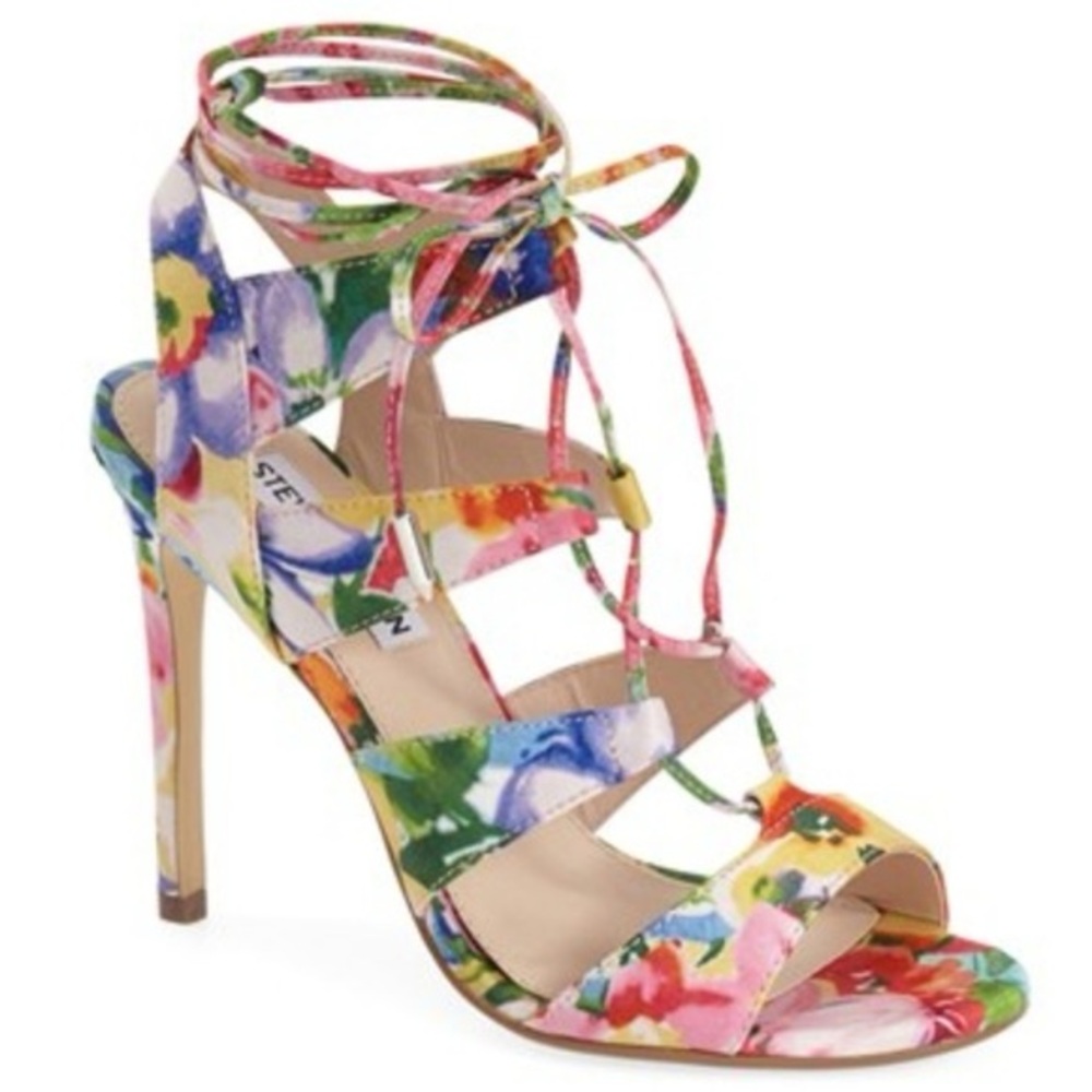 Steve Madden Multicolor Floral Strappy Heels
